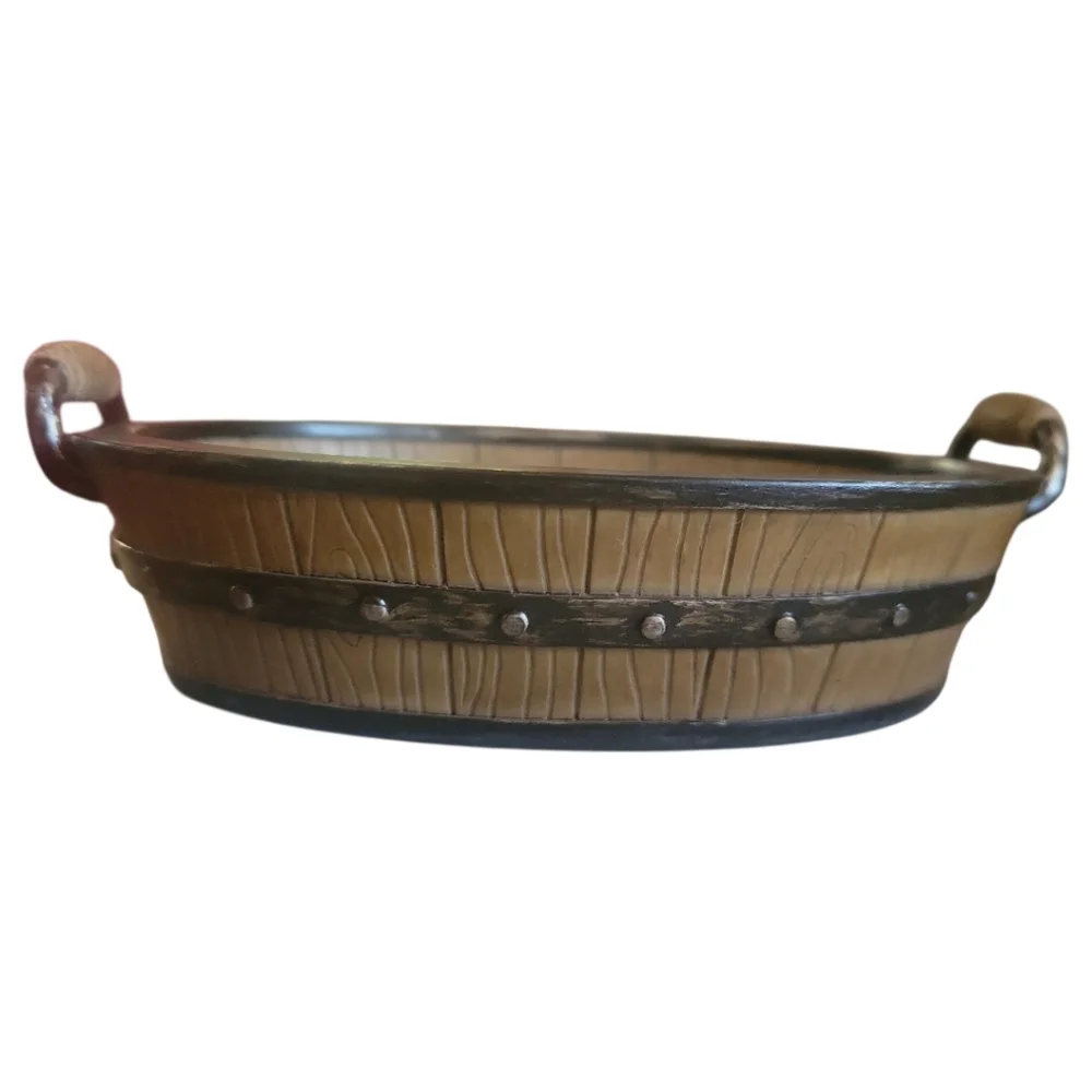 Vtg 2003 Hand-painted Linda Spivey Outhouses Soap Dish Wooden Bathtub